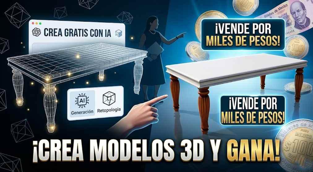 ¡Crea Modelos 3D Gratuitos con IA y Véndelos por Miles de Pesos!