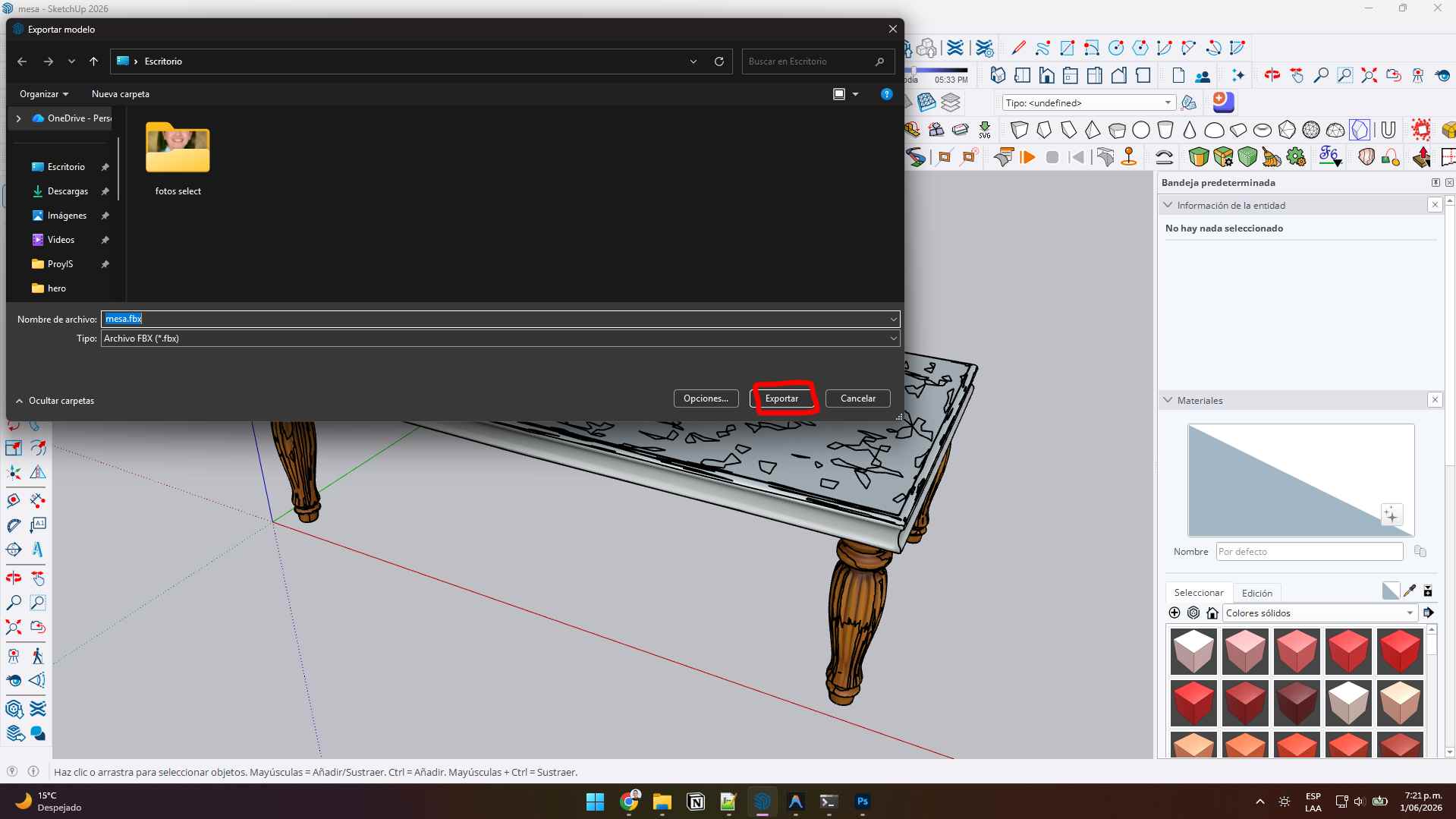 Exportar en formato FBX