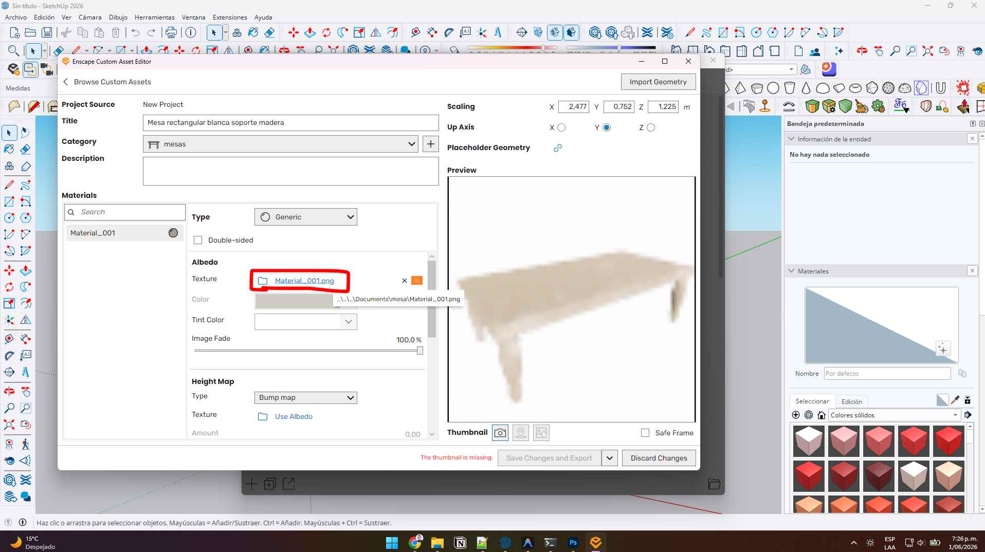 Optimizar texturas y propiedades de materiales