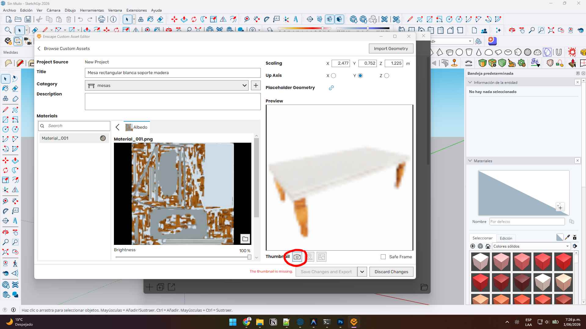 Capturar miniatura del Asset